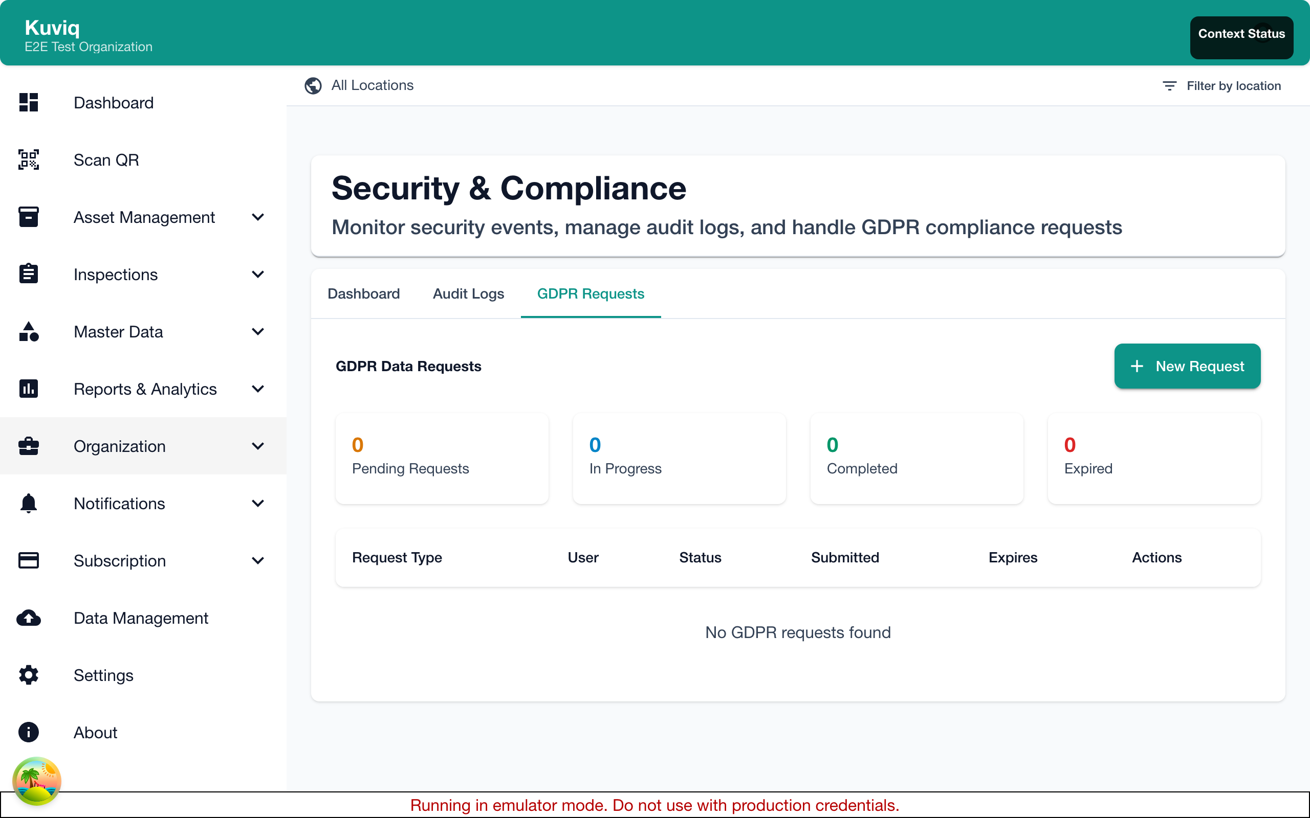 GDPR requests management view